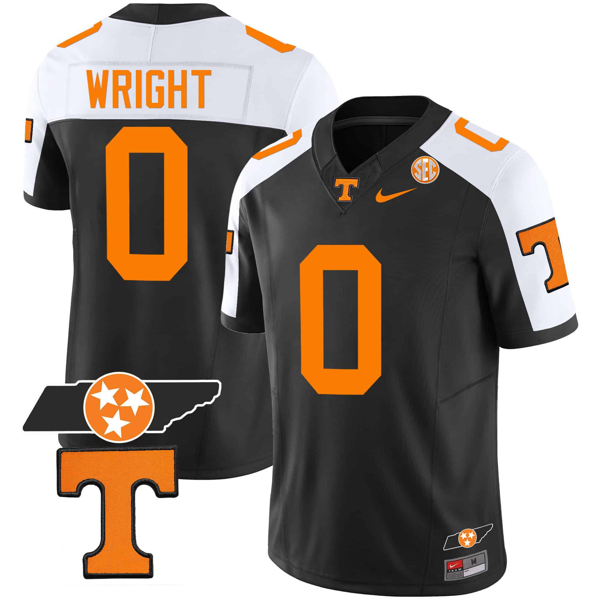 Men Tennessee Volunteers #0 Wright Black 2024 Nike Checkerboard & Alternate NCAA Jersey->ncaa teams->NCAA Jersey